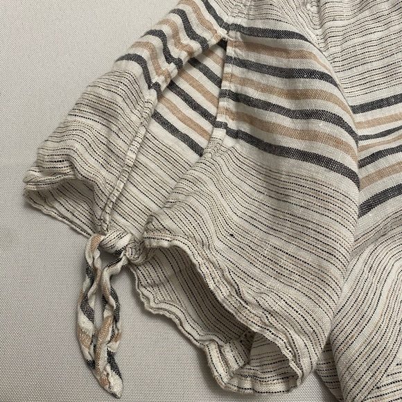 Talbots Womens Striped 100% Linen Tie-Sleeve Gray
Beige Top Size Medium - Picture 8 of 11